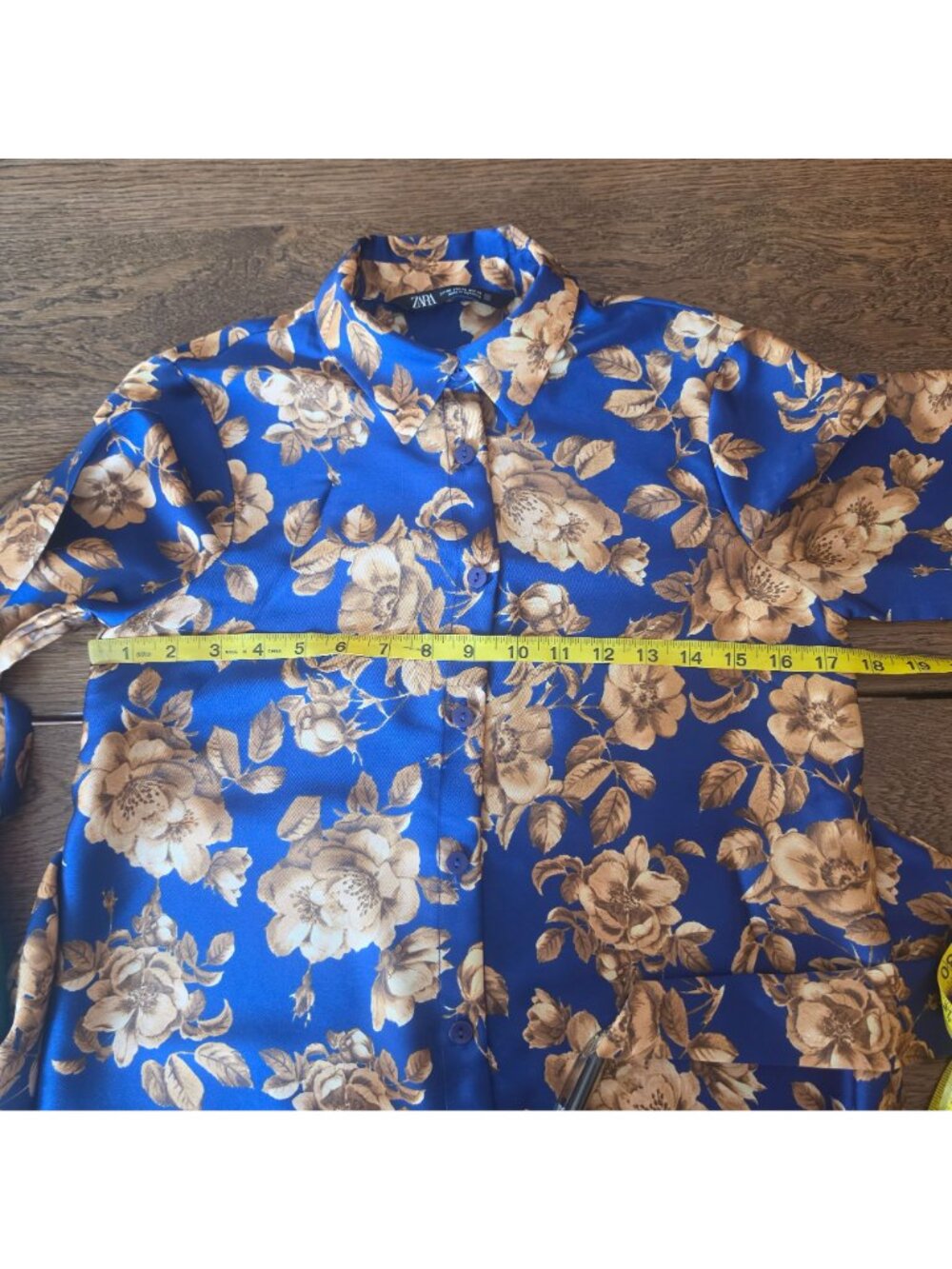 Zara Floral Maxi Shirt Long Sleeve Belted Button Front Boho Scarf Dress. Size XS - Picture 10 of 12